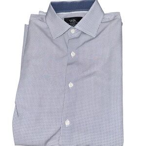 WRK Men's Blue Patterned Button Up Shirt 15 1/2